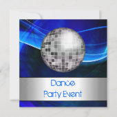 Dance Party Event Blue Silver Mirrorball Kaart (Voorkant)