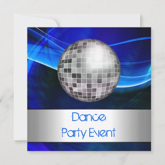 Dance Party Event Blue Silver Mirrorball Kaart (Voorkant)