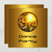 Dance Party Event Gold Mirrorball Kaart (Voorkant / Achterkant)