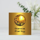 Dance Party Event Gold Mirrorball Kaart (Staand voorkant)
