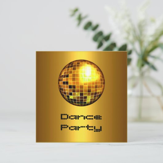 Dance Party Event Gold Mirrorball Kaart (Staand voorkant)