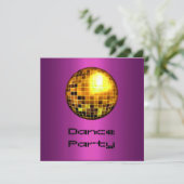 Dance Party Event Paars Gold Mirrorball Kaart (Staand voorkant)