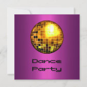 Dance Party Event Paars Gold Mirrorball Kaart (Voorkant)