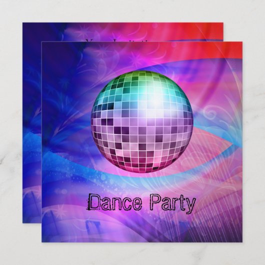 Dance Party Event Pink Blue Abstract Mirrorball Kaart (Voorkant / Achterkant)