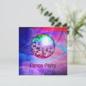 Dance Party Event Pink Blue Abstract Mirrorball Kaart (Staand voorkant)