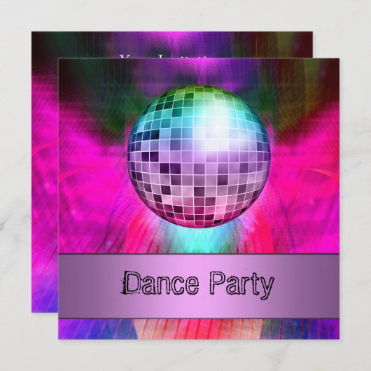 Dance Party Event Pink Paars Abstract Mirrorball Kaart (Voorkant / Achterkant)