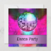 Dance Party Event Pink Paars Abstract Mirrorball Kaart (Voorkant)