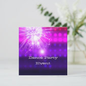 Dance Party Event Pink Paars Silver Mirrorball Kaart (Staand voorkant)