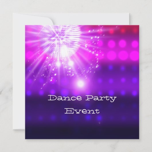 Dance Party Event Pink Paars Silver Mirrorball Kaart (Voorkant)