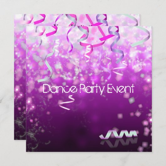 Dance Party Event Streamers Kaart (Voorkant / Achterkant)