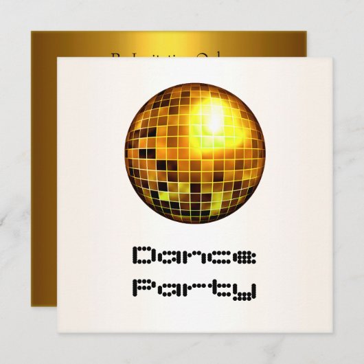 Dance Party Event White Gold Mirrorball Kaart (Voorkant / Achterkant)