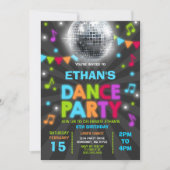 Dance Party Invitation Glow Disco Party nodigt uit Kaart (Voorkant)