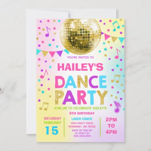Dance Party Invitation Glow Disco Party Uitnodigen Kaart (Voorkant)