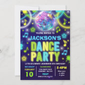 Dance Party Invitation Neon Glow Dance Party Kaart (Voorkant)
