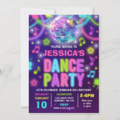 Dance Party Invitation Neon Glow Dance Party Kaart (Voorkant)