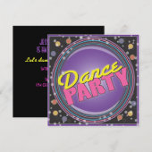 Dance Party. Neon Celebration Uitnodiging (Voorkant / Achterkant)