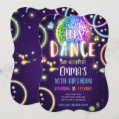 Dance Party Neon Glow Disco Birthday Uitnodiging (Voorkant / Achterkant)