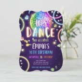 Dance Party Neon Glow Disco Birthday Uitnodiging (Staand voorkant)