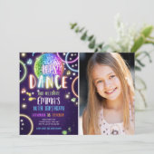 Dance Party Neon Glow Disco Verjaardagsuitnodiging Kaart (Staand voorkant)