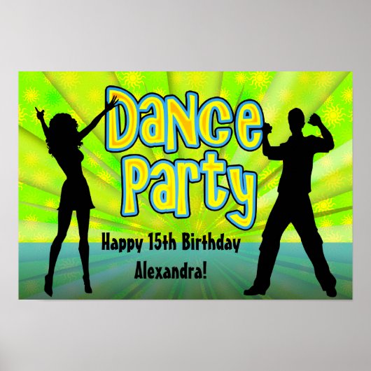 Dance Party, Neon Green/Black Poster (Voorkant)