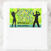 Dance Party, Neon Green/Black Rechthoekige Sticker (Tas)