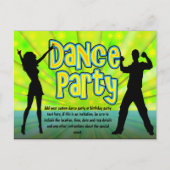 Dance Party, Neon Green/Black Uitnodiging Briefkaart (Voorkant)