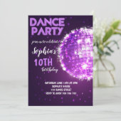 Dance Party Paarse Disco Girl Birthday Kaart (Staand voorkant)