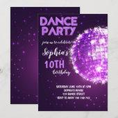 Dance Party Paarse Disco Girl Birthday Kaart (Voorkant / Achterkant)