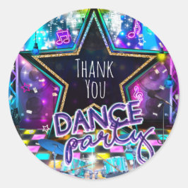 DANCE PARTY Verjaardagsmuziek Pop Rock Dance Favor Ronde Sticker