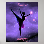 Dance Pink & Paars Galaxy Poster met naam (Voorkant)