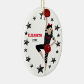 Dance Pom Black Hair Black en Red Keramisch Ornament (Rechts)