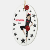 Dance Pom Black Hair Black en Red Keramisch Ornament (Links)
