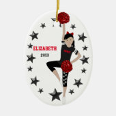 Dance Pom Black Hair Black en Red Keramisch Ornament (Voorkant)