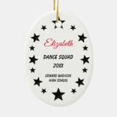 Dance Pom Black Hair Black en Red Keramisch Ornament (Achterkant)
