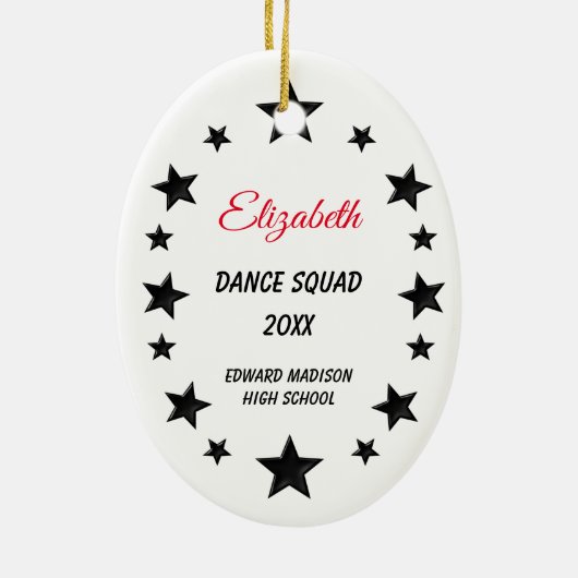 Dance Pom Black Hair Black en Red Keramisch Ornament (Achterkant)