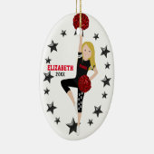 Dance Pom Girl Blonde Black en Red Keramisch Ornament (Rechts)