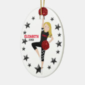 Dance Pom Girl Blonde Black en Red Keramisch Ornament (Links)