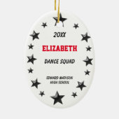 Dance Pom Girl Blonde Black en Red Keramisch Ornament (Achterkant)