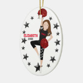Dance Pom Girl Brunette Black en Red Keramisch Ornament (Links)