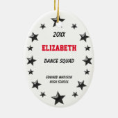 Dance Pom Girl Brunette Black en Red Keramisch Ornament (Achterkant)