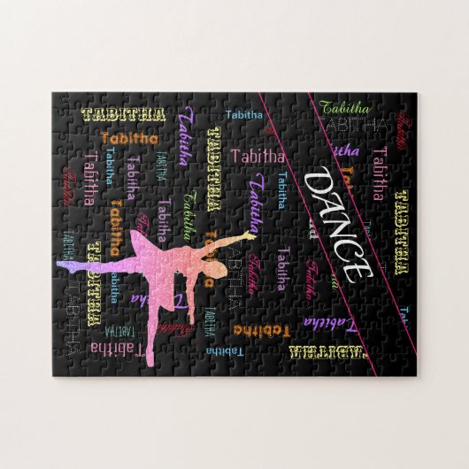 Dance Puzzle met persoonlijke naam overal boven Legpuzzel (Horizontaal)