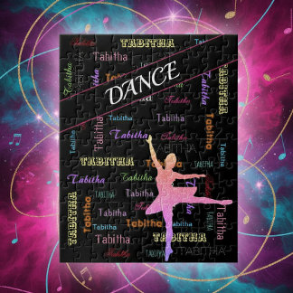 Dance Puzzle met persoonlijke naam overal boven Legpuzzel