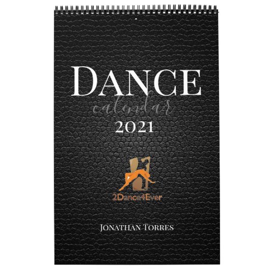 Dance Quote Black Leather Afbeelding, Logo en naam Kalender (Hoes)