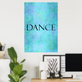 Dance Quote Blauwgroen Blue Waterverf Dansend Sjab Poster (Thuiskantoor)