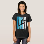 Dance Retro Believe Turquoise Dancer Dancing Fan W T-shirt (Voorkant volledig)
