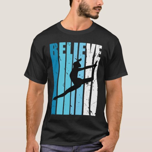 Dance Retro Believe Turquoise Dancer Dancing Fan W T-shirt (Voorkant)