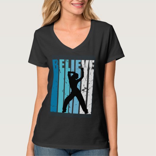 Dance Retro Believe Turquoise Girl Dancer Fan Woma T-shirt (Voorkant)