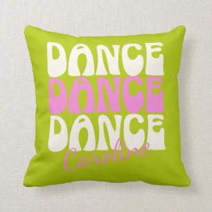 Dance Retro Typografie Roze en Groen Gepersonalise Kussen