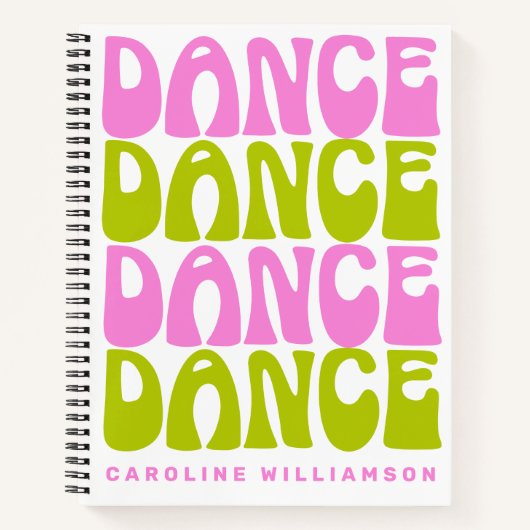 Dance Retro Typografie Roze en Groen Gepersonalise Notitieboek (Voorkant)