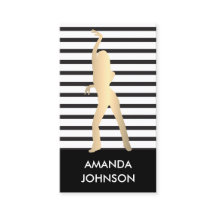 Dance School Black White Stripes QR Code Gold